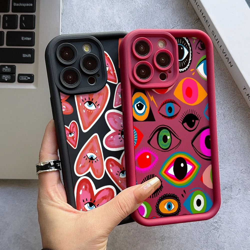 Turkish Blue Evil Eye Protective Phone Case with Lens Cover
