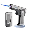 Windproof Folding Gas Electric Dual USB Lighter Metal Turbine Jet Blue Flame Torch Dual Arc Charging Lighter Men's Gift 1