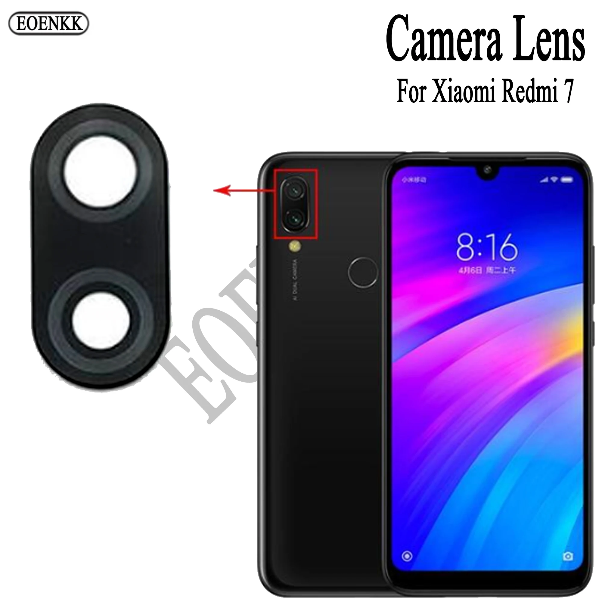 2set/lot Back Rear Camera Lens For Xiaomi Redmi 7 mobile phone accessories Back Camera Protector Glass Lens Cover With