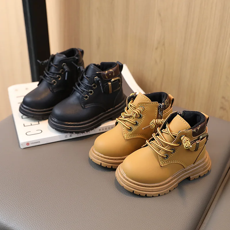 

Kids Vintage Boots New 2023 Autumn Children's Fashion Non-slip Soft Rubber Outsole Ankle Boots Boys Girls Toddler Casual Shoes