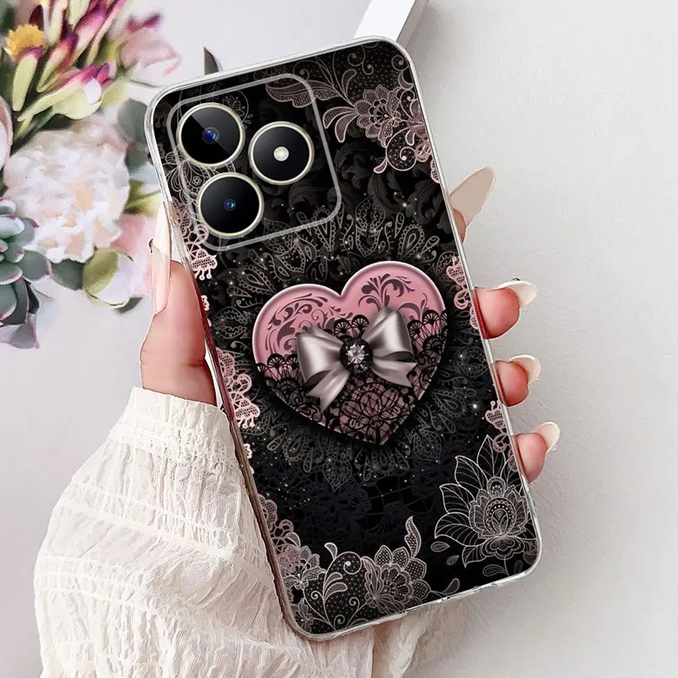 Clear Cute Cat & Butterfly Design Phone Case with Flower Accents - Stylish Protective Back Cover