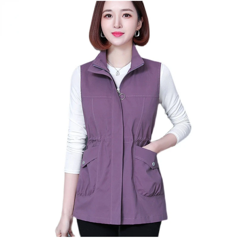 

Spring Summer Vest Jacket Women's Korean Sleeveless Coat Female Thin Waistcoat Middle-Aged Mom Casual Tops Outerwear 2024