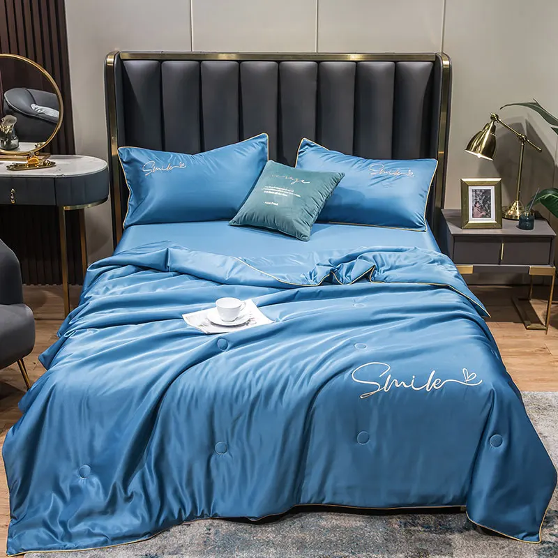Summer Cool Quilt Silk Breathable Queen Quilts Air Conditioning Cool Blanket Bedspreads for Double Bed Bedding Pillowcase summer quilt