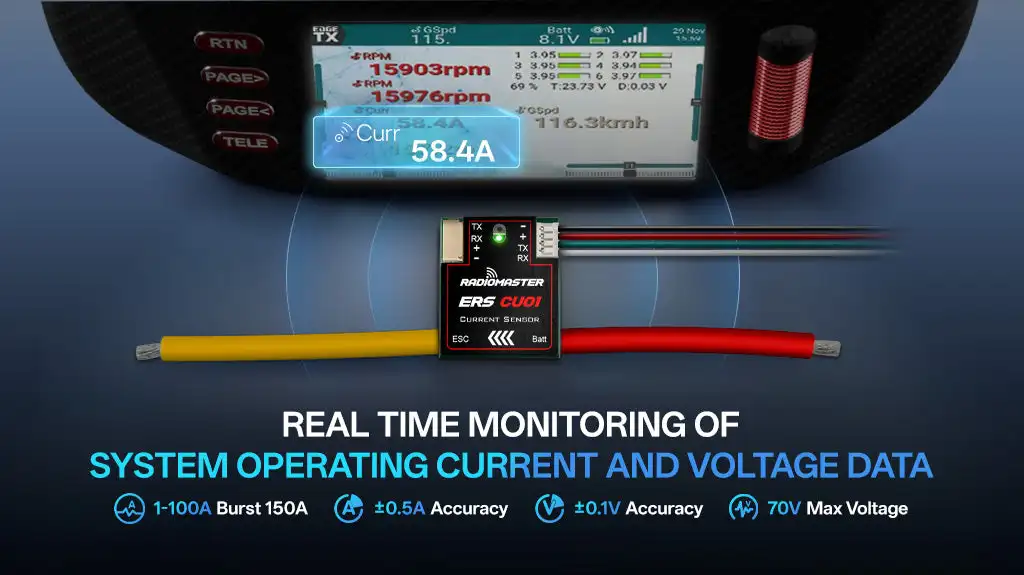 ERS-CU01 - Real-Time Current Sensor for compatible ExpressLRS PWM Receivers
