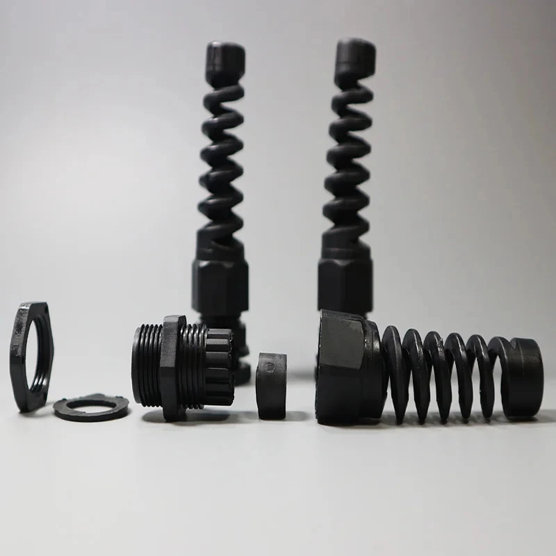 IP68 Waterproof M12/16/18/20 PG7/9/11/13.5 Cable Gland Connector Plastic Flex Spiral Strain Relief Protector 5PCS
