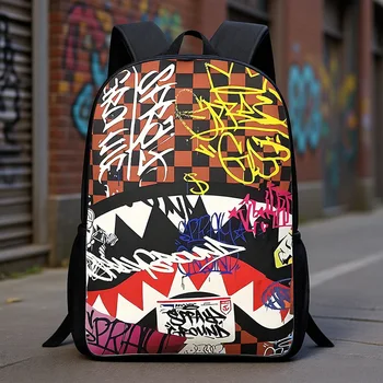 2026 Summer New Popular Graffiti Schoolbag for Primary School Students with Large Capacity Graffiti Printing Kids Backpack 1