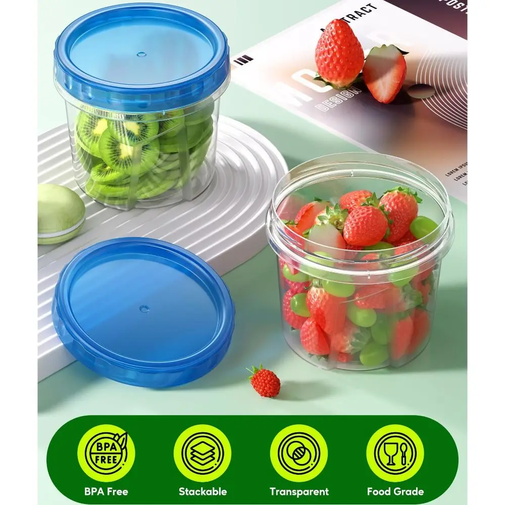 3/6Pcs 16oz 냉동고 보관 용기(뚜껑 포함) 재사용 가능한 플라스틱 수프 용기 BPA 프리 밀폐 식품 보관 용기
