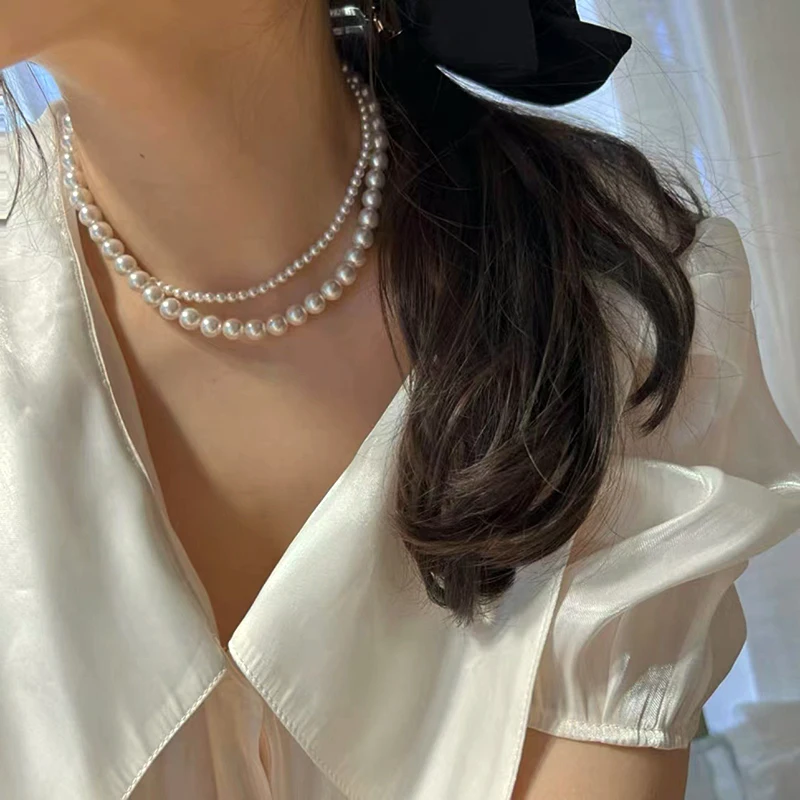 Simulated Pearl Necklace for Women Vintage Pearl Trendy Woman's