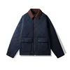 OKONKWO quilted jacket men's retro solid color corduroy lapel coat thick windproof warm workwear jacket autumn and winter 6