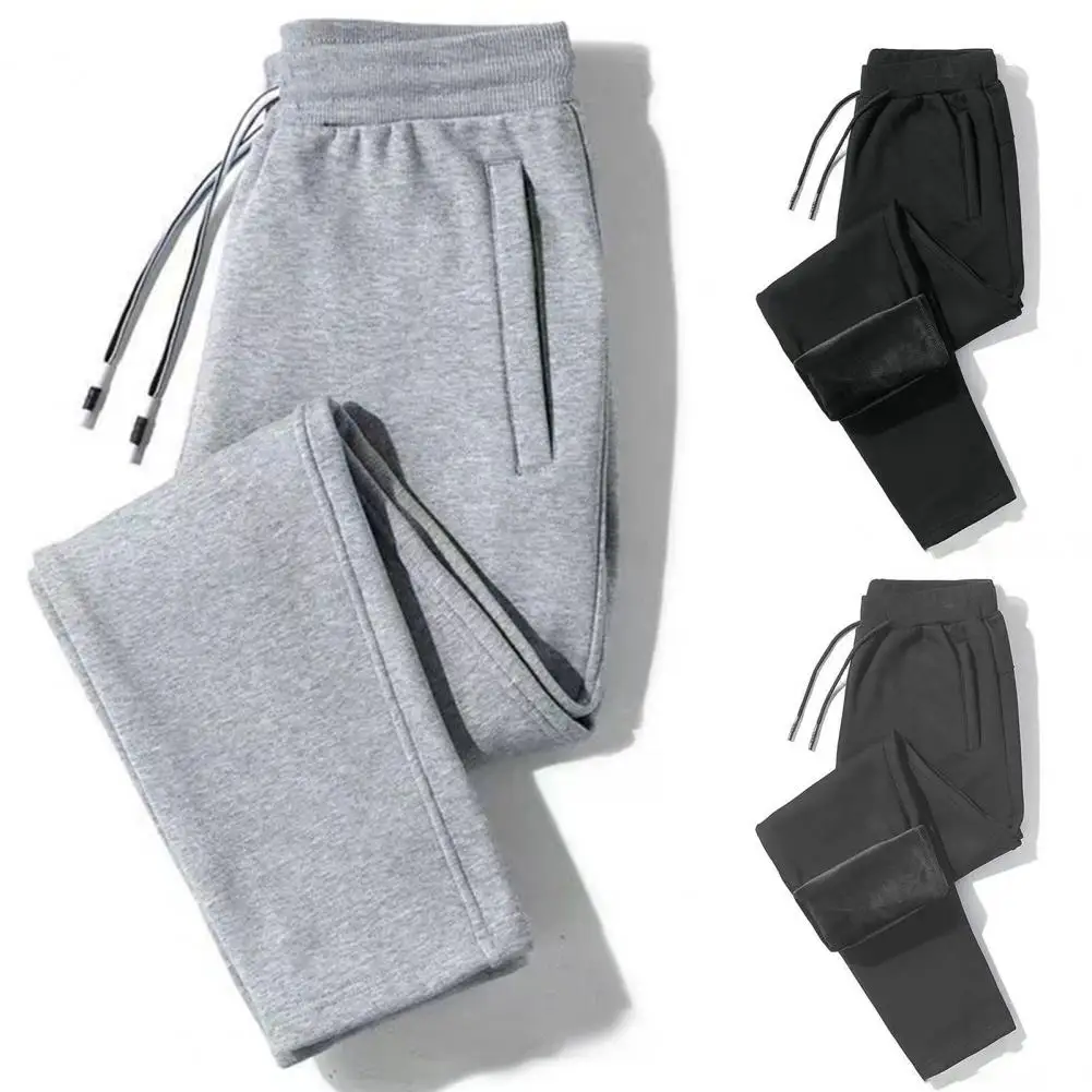 

Men Fleece Pants Warm Cozy Men's Winter Pants with Elastic Waist Zipper Pockets for Sports Leisure Thickened Plush Wide for Heat