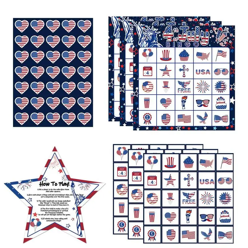 4th Of July Bingo Game Independence Day Patriotic Bingo Game Multiplayer Family Card For Holiday Entertainment Friend
