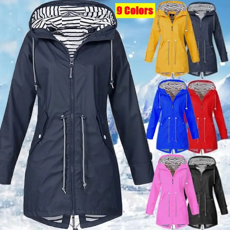 

Womens Waterproof Raincoat Ladies Outdoor Wind Rain Forest Jacket Coat Rainy