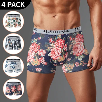 4/5 pezzi biancheria intima stampata moda uomo comodo boxer Joker taglie forti 5XL pantaloncini misti multicolori per adolescenti boxer di mezza età 1