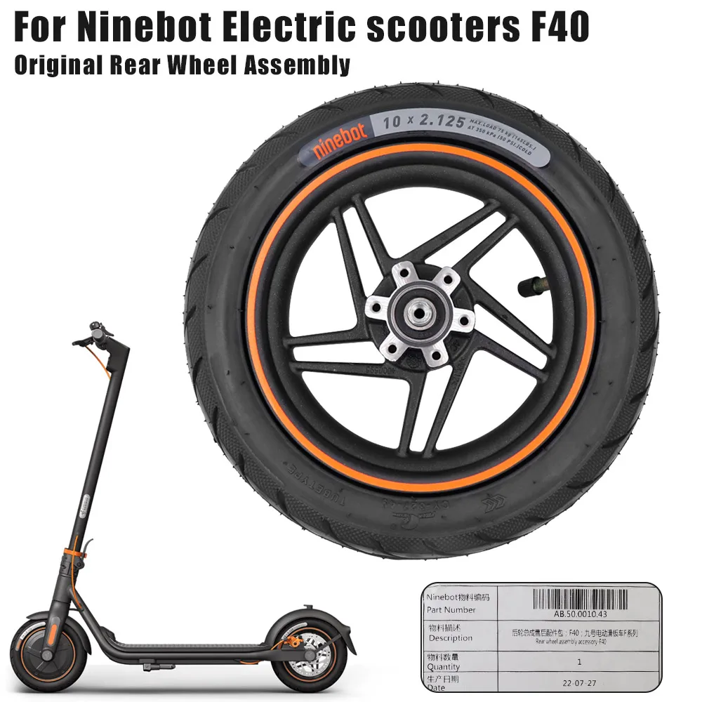 Oryginalne 10 calowe 10x2.125 tylne koło do Ninebot KickScooter F20 F30 F40 elektryczny skuter tylna opona akcesoria montażowe opony