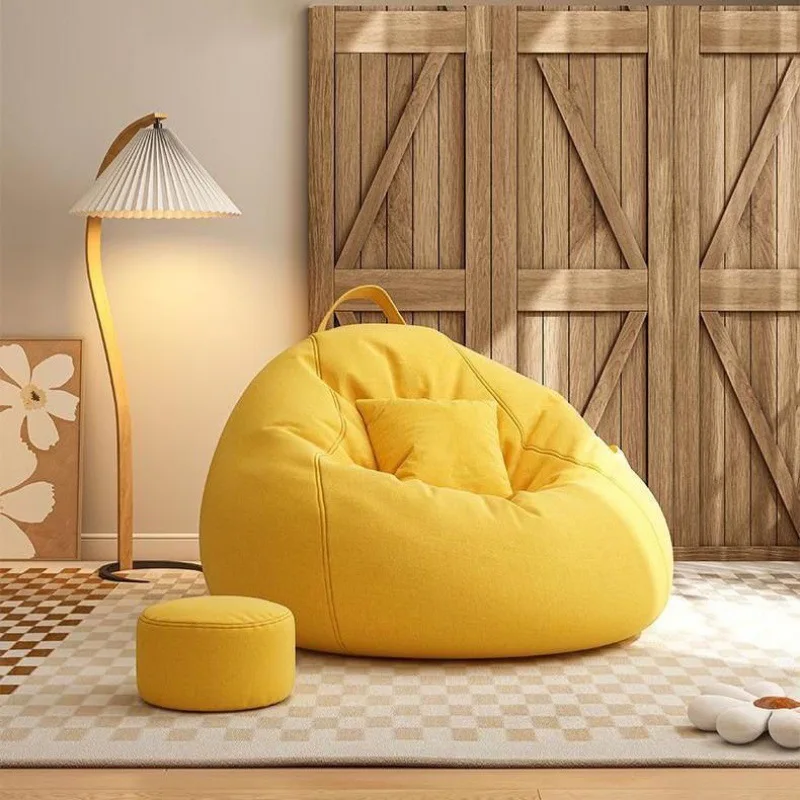 Frogued Sofa Bean Bag No Filler Soft Washable Comfortable Anti-fading Wear  Resistant High Elastic Extra Large Bean Bag Chair Cover Home Decor (Yellow)  