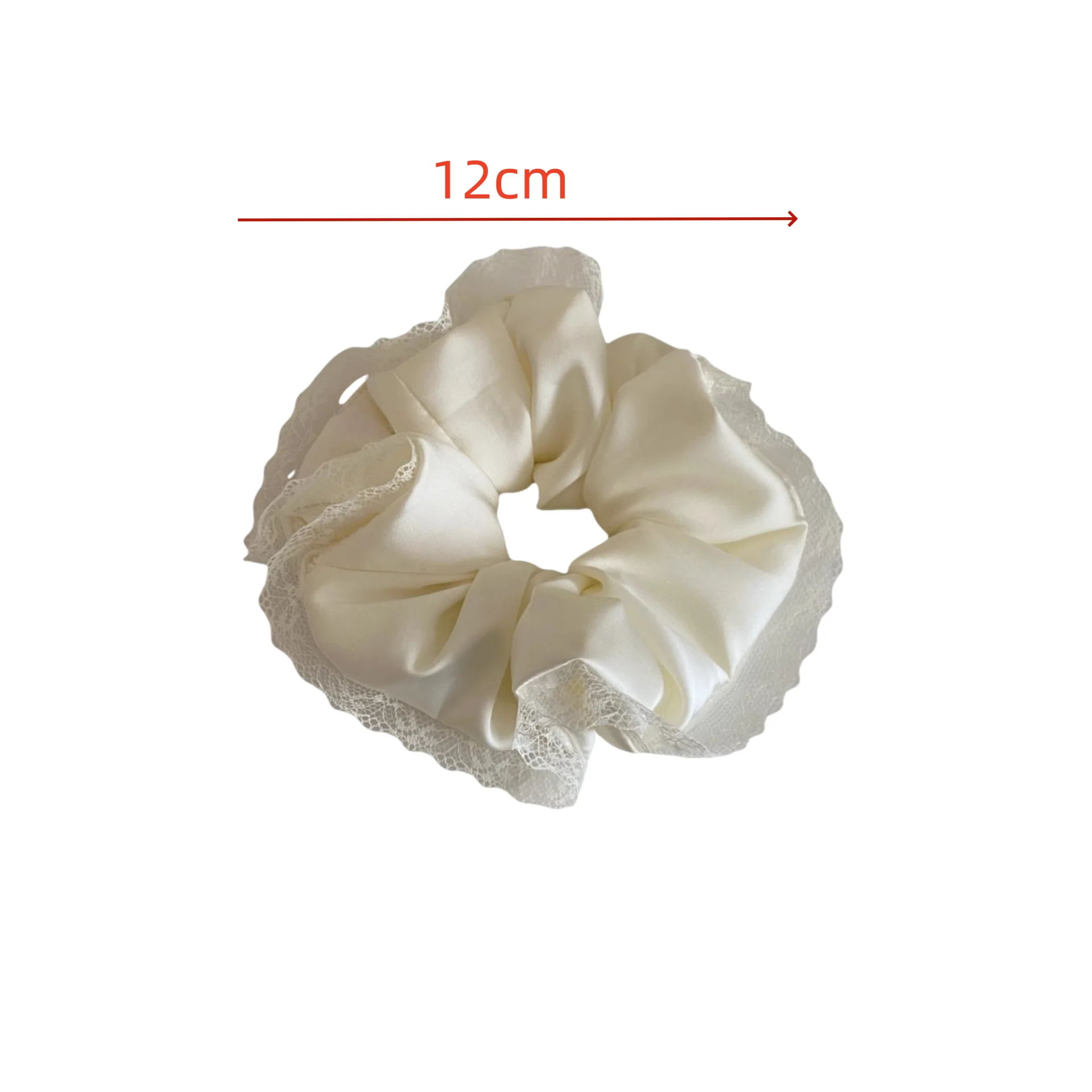 1PC Black and White Satin Hair Ties, Lace - Trimmed Scrunchies, Elegant Hair Accessories for Women's Daily Styling