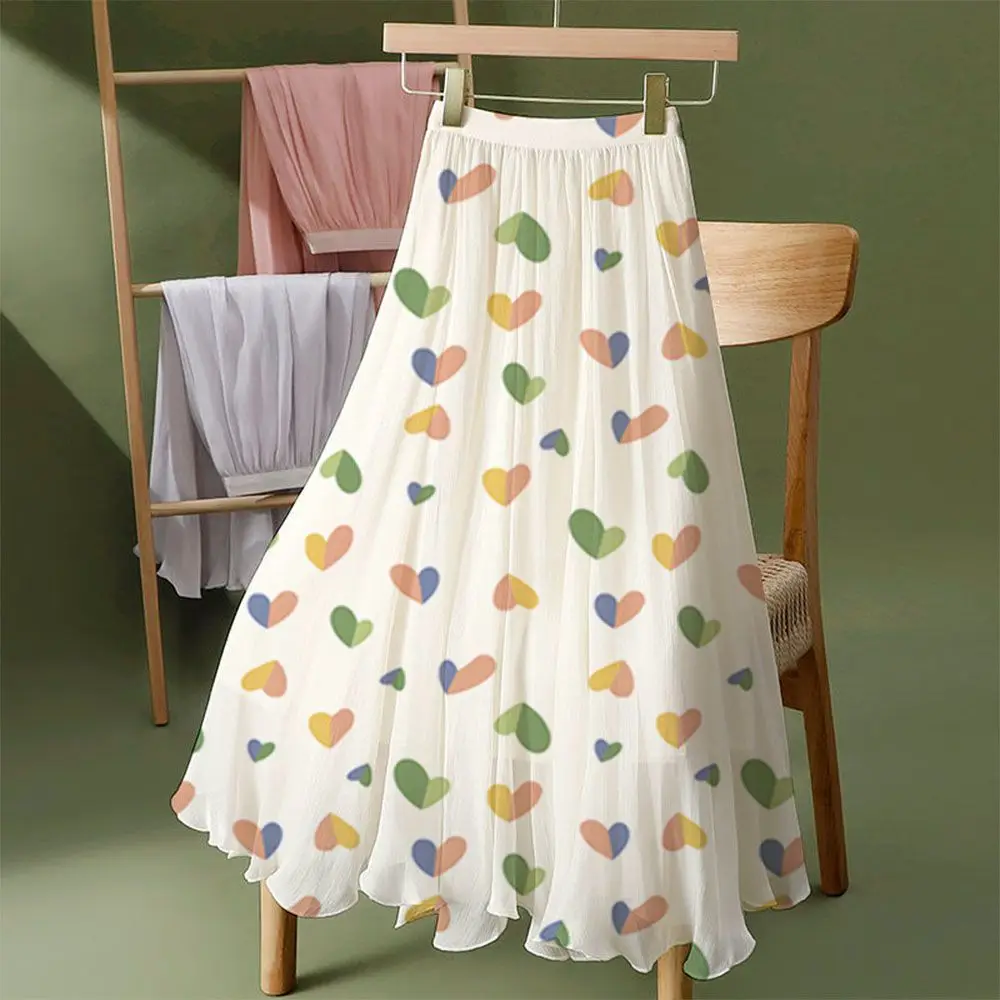 Floral Printed Long Chiffon Skirt Women Fashion 4