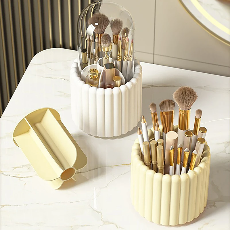 Makeup Brush Holder 360&deg; Rotating With Lid Lipstick Eyebrow Pencil Holder Eye Shadow Storage Box Luxury Cosmetic Organizer storage box makeup organizer makeup storage box cosmetic storage box