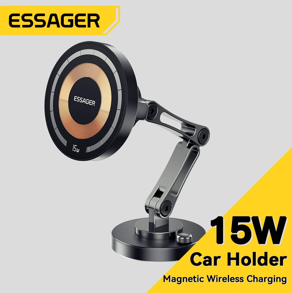 

Essager 15W Magnetic Wireless Car Phone Holder Adjustable 360 degrees Car Charger For iPhone15 14 13 Pro Samsung Universal Phone