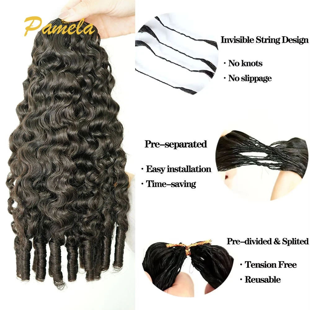 Burmese Curly Crochet Human Hair Knotless Pre-Separated Crochet Feather Hair Extensions Burmese Curly 100%Human Hair Virgin Hair