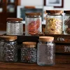 Retro Begonia Flower Small Glass Sealed Jar Acacia Wood Cover Candy and Snacks Storage Tank Dried Fruit Tea Storage Tank 1