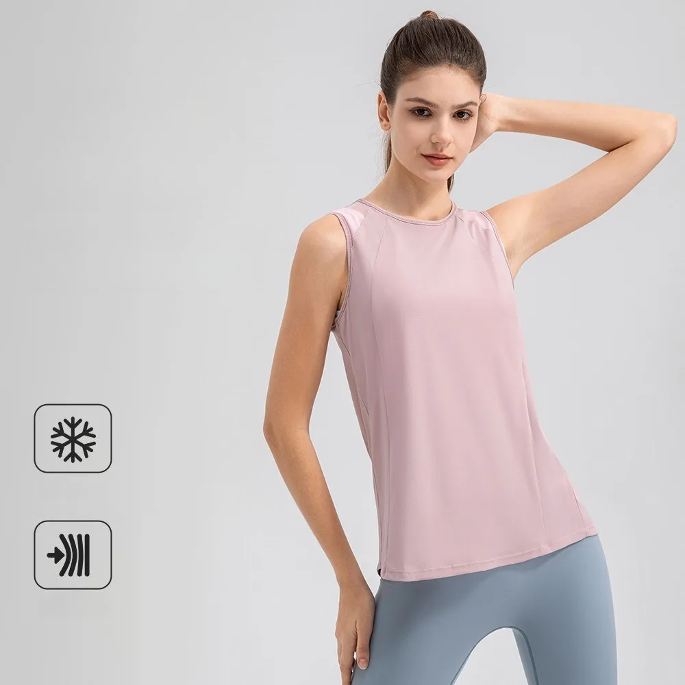 Women Summer Lightweight Cool Sports Cover Up Quick Dry Yoga Vest Loose Breathable Fitness Running Top - 3