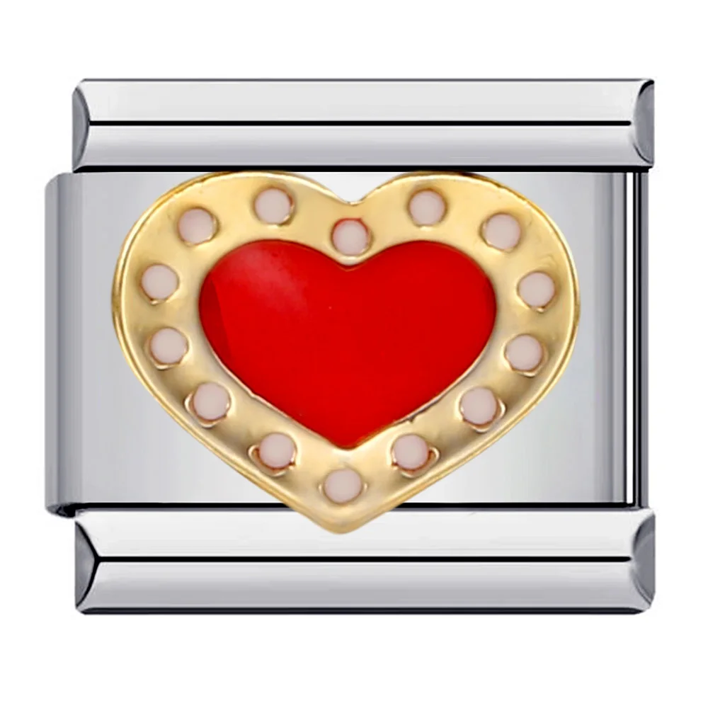 � 1 Stück italienische Charm-Links passen 9 mm elastisches Edelstahl-Armband, romantische Schleife, High Heels, Kuchen, Herz, Schmuck, DIY-Herstellung – Detail 6