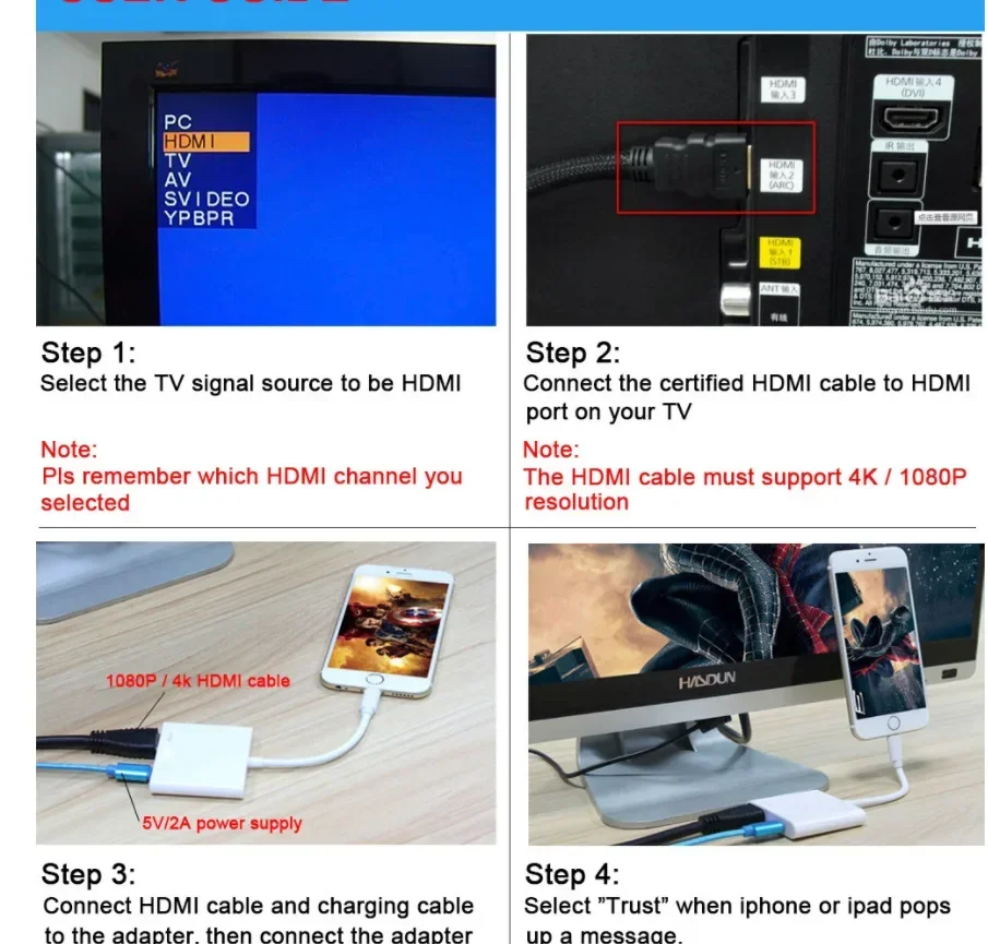 Lightning To HDMI-compatible Cable 1080P For IPhone To TV Digital AV Adaptador Kabel Phone Accessories
