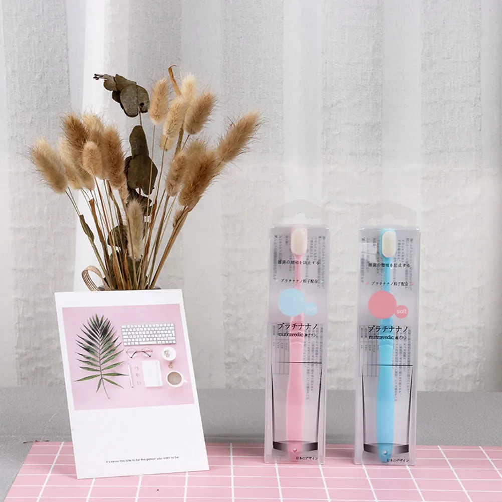 4Pcs 부드러운 강모 칫솔 성인 인체 공학적 편안한 그립 휴대용 치아 미백 일..