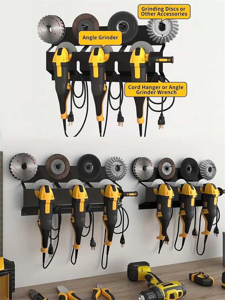 Angle Grinder Wall Storage Mount Metal Wall-Mounted Hanging Shelf Fixed Polishers Holder Stable Storage for Workshop Home Garage
