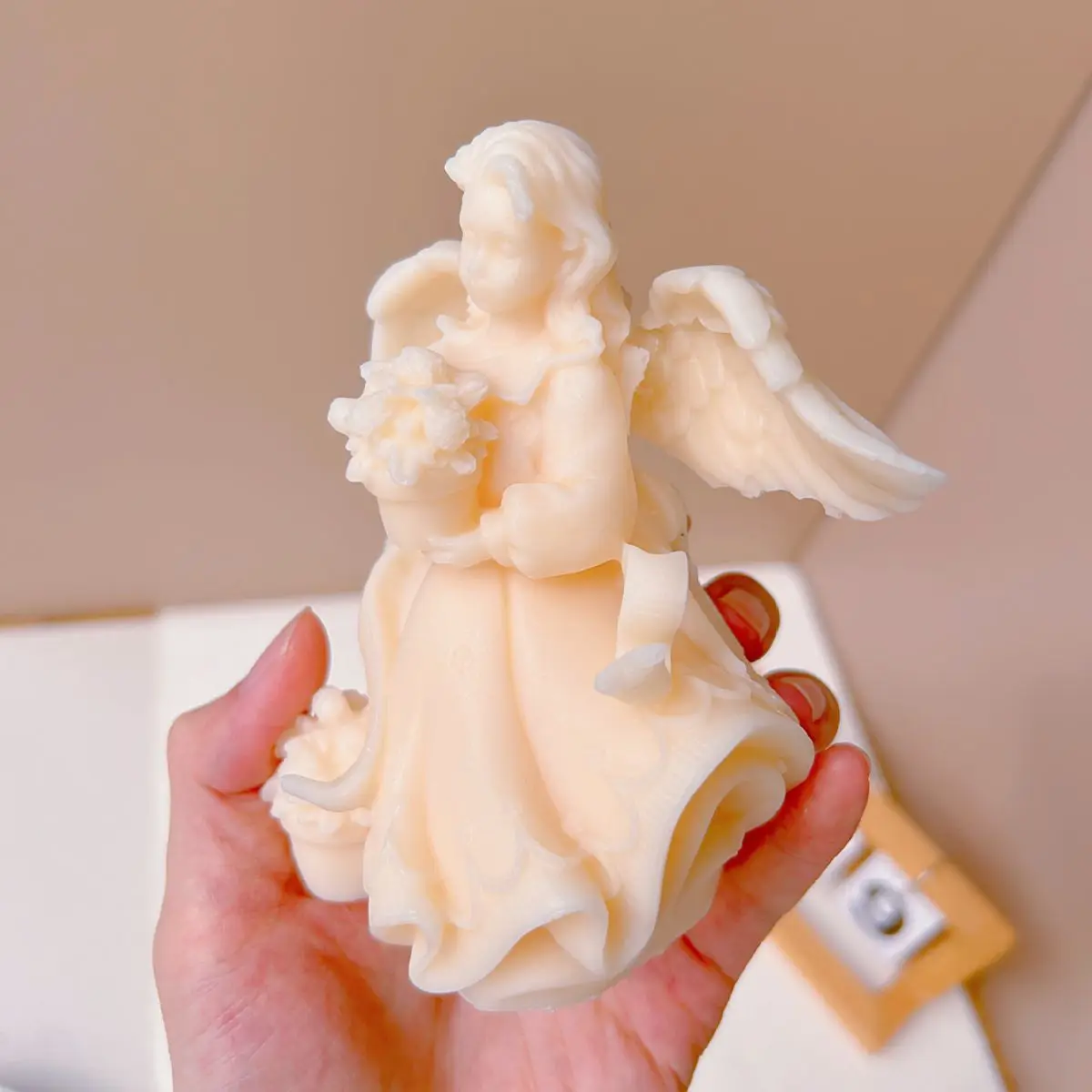 

3D Angel Silicone Candle Mold, Creative Flower Basket, Aroma Plaster Making Supplies, Wedding Churches Ornaments, Resin Epoxy