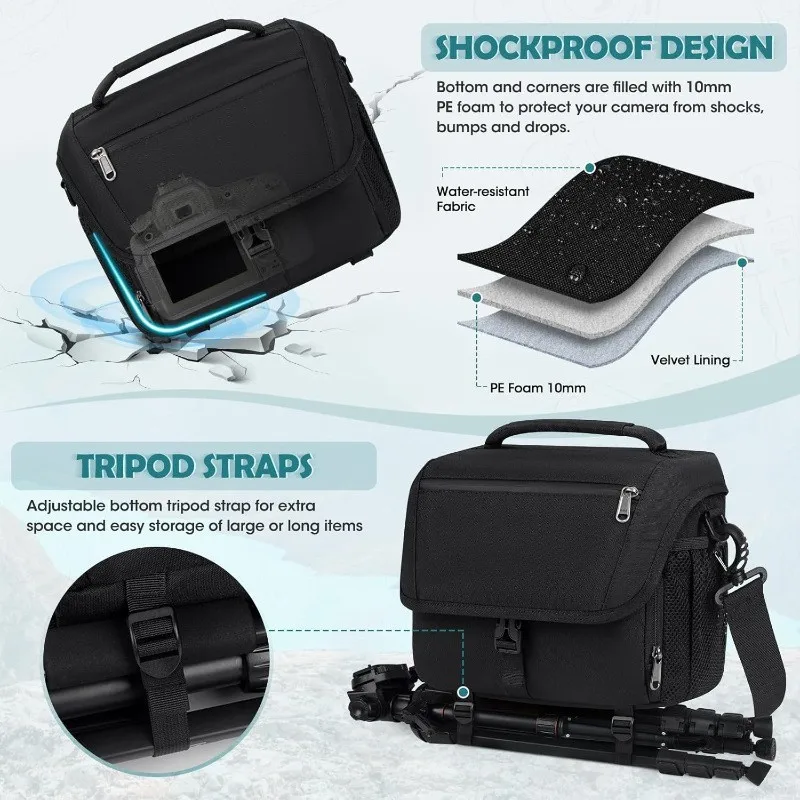 Nuova Borsa Fotografica Compatta, Borsa a Tracolla per Fotocamera SLR, Borsa Obliqua per Fotocamera - immagine 2
