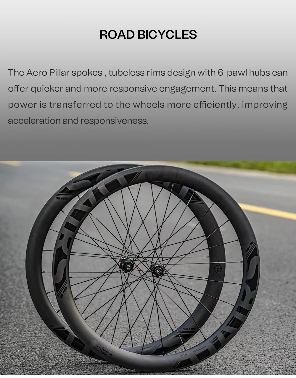 Description Picture 3 of item700c carbon road disc wheels 38 45 50mm tubeless disc bicycle wheelset 100x12 142x12 XDR central lock carbon wheels