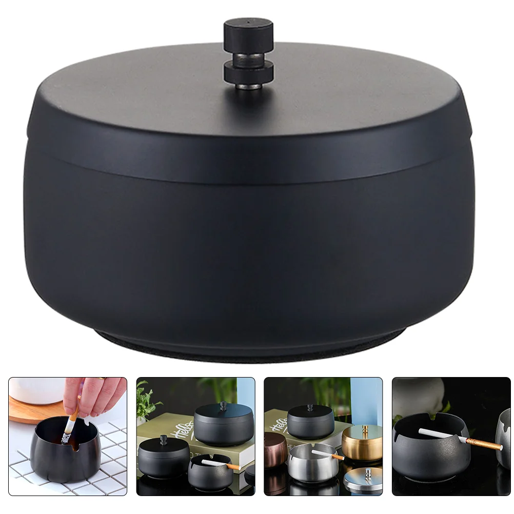 Ash Ashtray Holdertray Metal Containerdesktop Windproof Tabletop Outdoor Household Office Vintage Holders