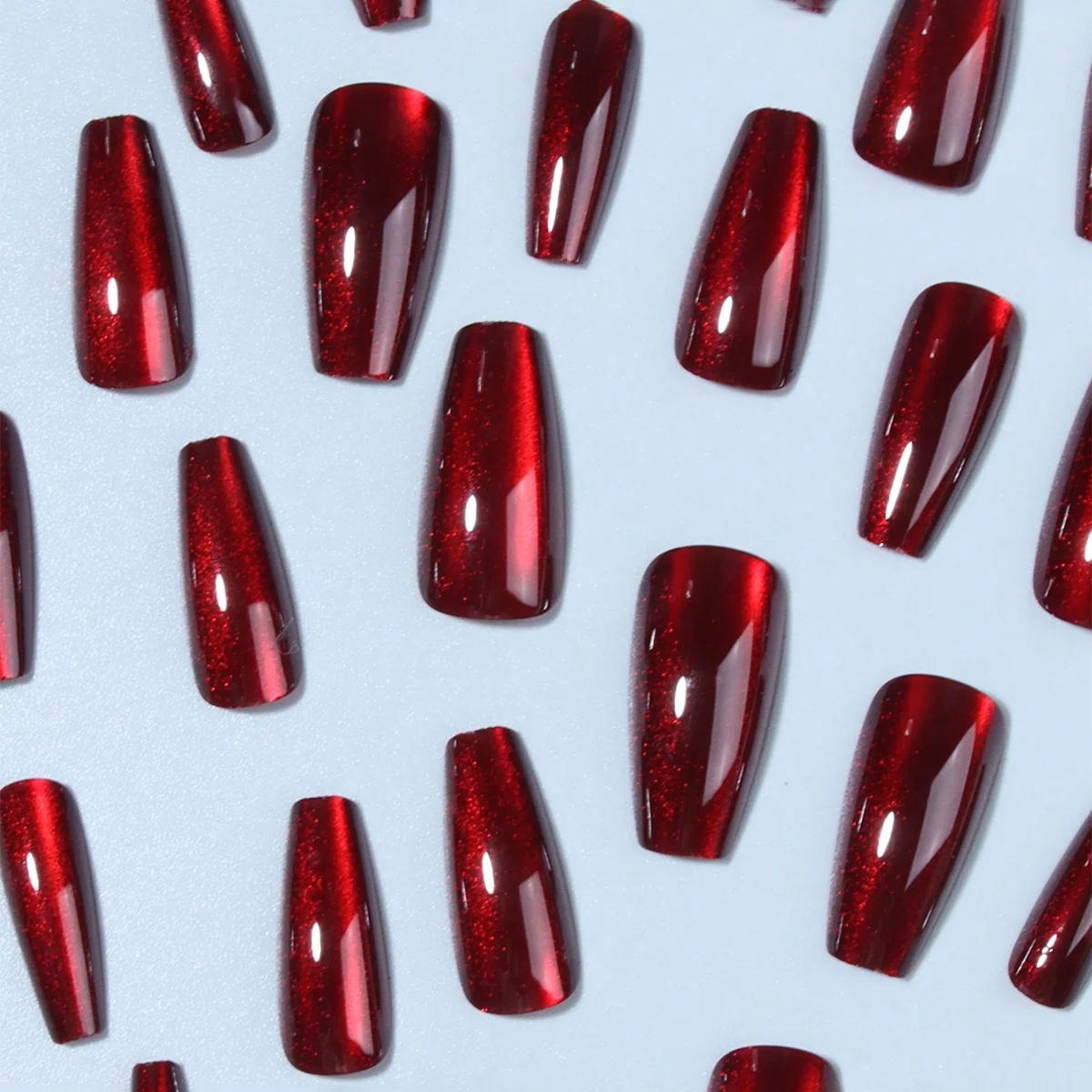 Ein komplettes Set mit 24 mittelgroßen Sarg-Kunstnägeln mit pfirsichfarbenem Farbverlaufsdesign, einschließlich 1 Geleekleber und 1 Nagelfeile, perfekt – Detail 14