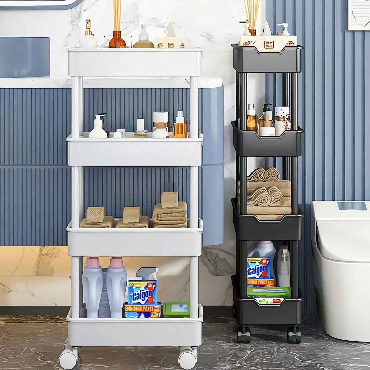Hot Kitchen Storage Rack Multi-Layer Trolley Rack Trolley Organizer Mobile Bathroom Bathroom Storage Household Kitchen