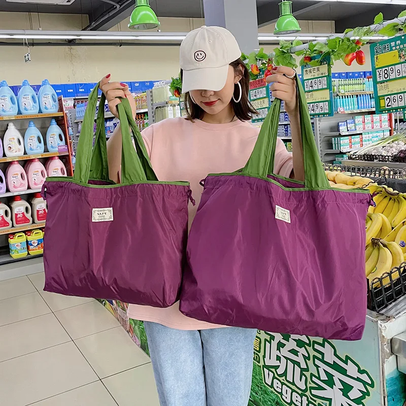 

Large Reusable Drawstring Shopping Bag Big Capacity Foldable Portable Storage Bag for Supermarket Travel Grocery Manager Package