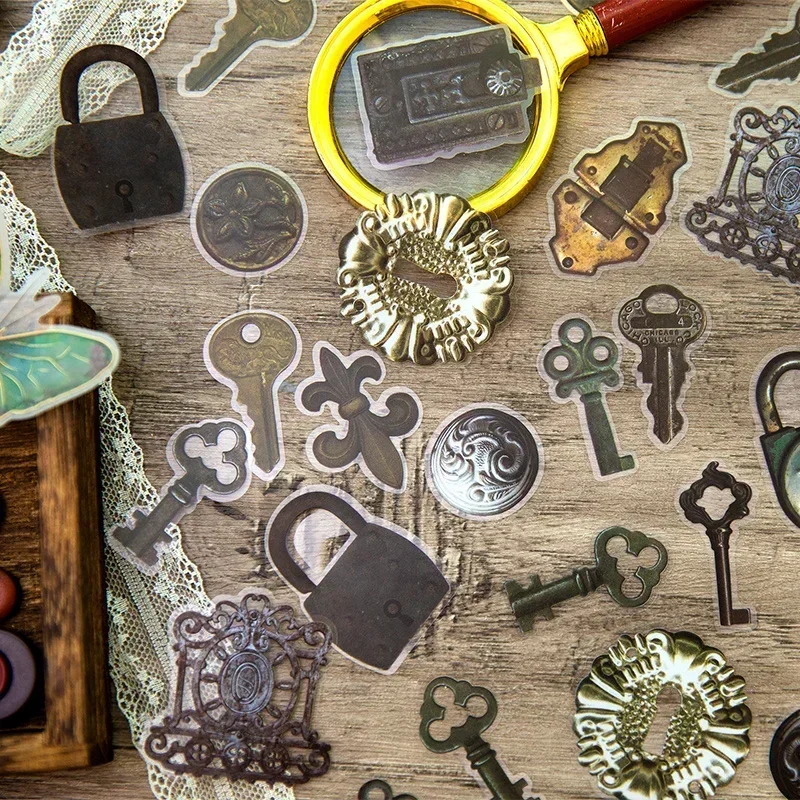 

30Pcs Stickers Industrial Vintage Gear Town Mechanical Lock Marke Materials Gift Package Decoration Scrapbook 138*90MM