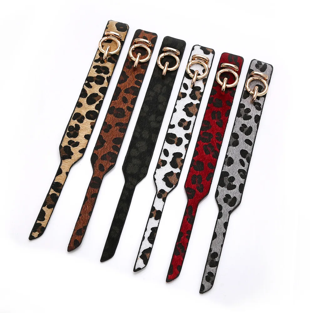 Bangle Bracelet Leather Bracelets Leather Bracelet Punk Style Double-sided Leopard Print Fur Leather Bracelets & Bangles For Women Girls