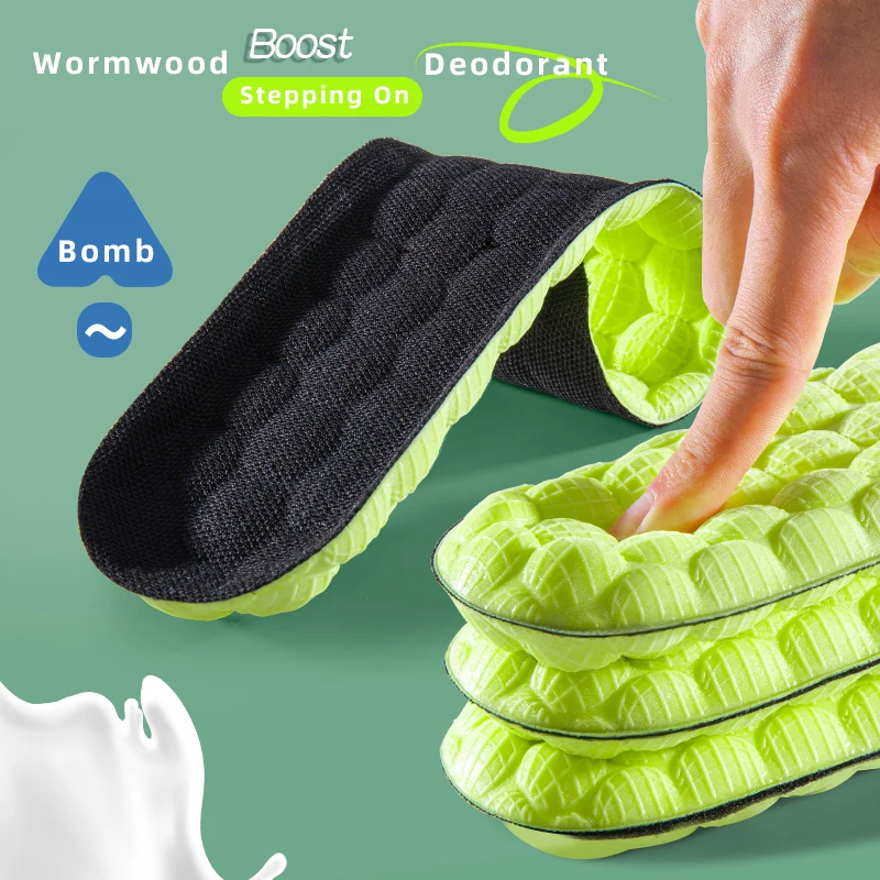 

4D Latex Sport Insoles Super Soft High Elasticity Shoe Pads Anti-pain Deodorant Cushion Arch Support Running Insoles Foot Insole