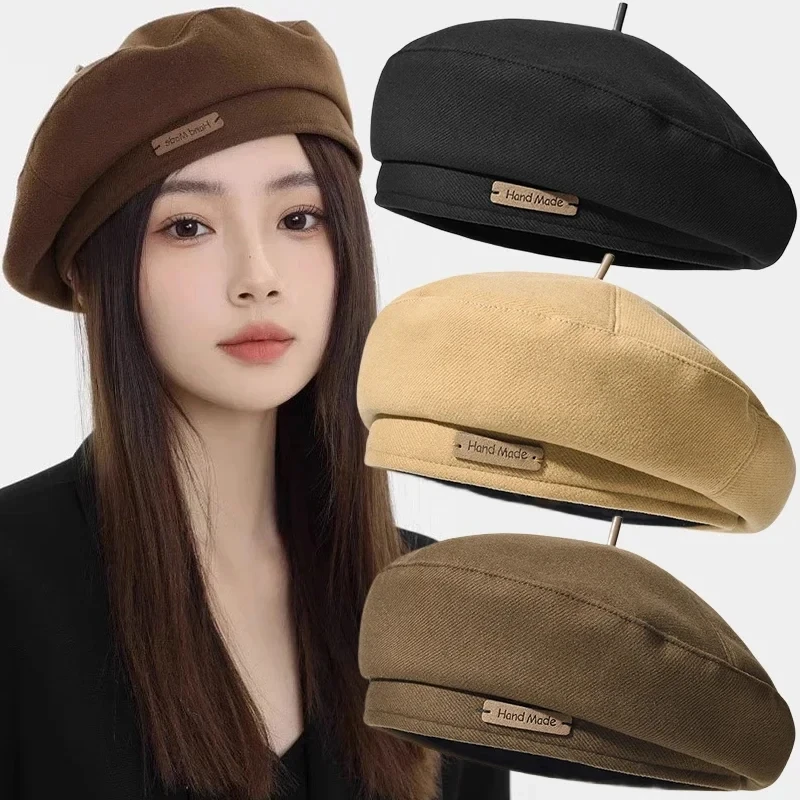 

Vintage Octagonal Woolen Beret Caps French Artist Bonnet Warm Felt Hats Woman Winter Painter Berets British Vintage Newsboy Hat