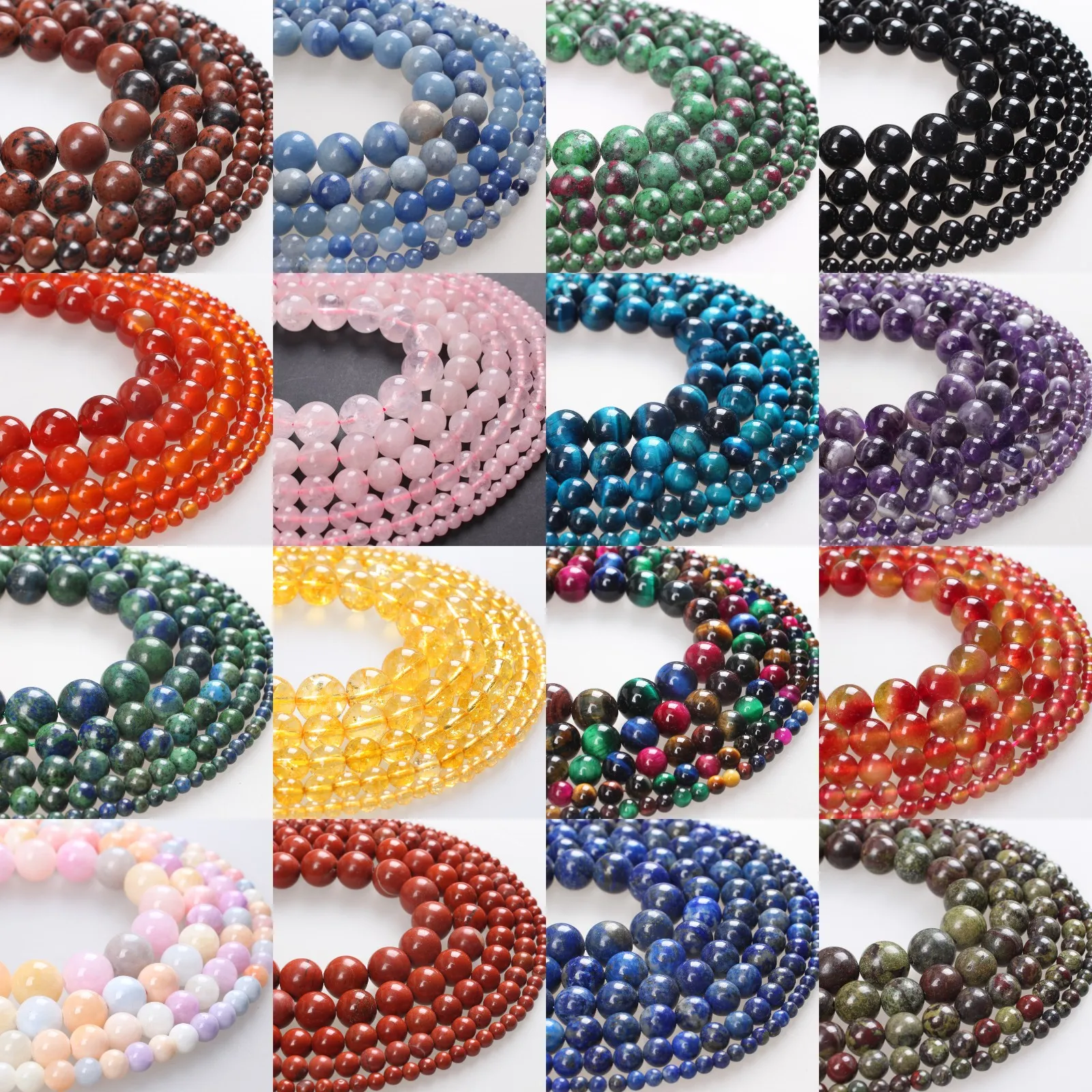 Natural Stone Beads Amethysts Rhodonite Lapis Lazuli Tiger Eye Crystal Agate Round Loose 4 6 8 10 12mm For Bracelet Making |