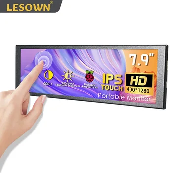 LESOWN LCD 디스플레이 PC 온도 모니터링, Rpi 1280x400 바용 추가 긴 HDMI 터치스크린 모니터, Aida64, 6.9, 7.9 인치