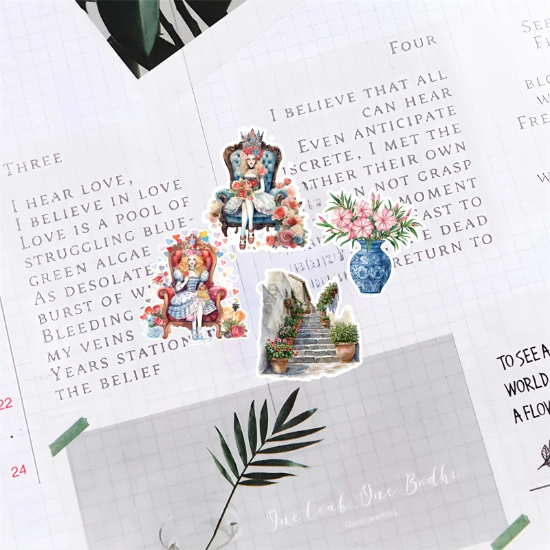 13pcs Watercolor Greek Landscape Stickers Hand Account Diary Album Mobile Phone Notebook Decoration Paste Crayon Line Stationery