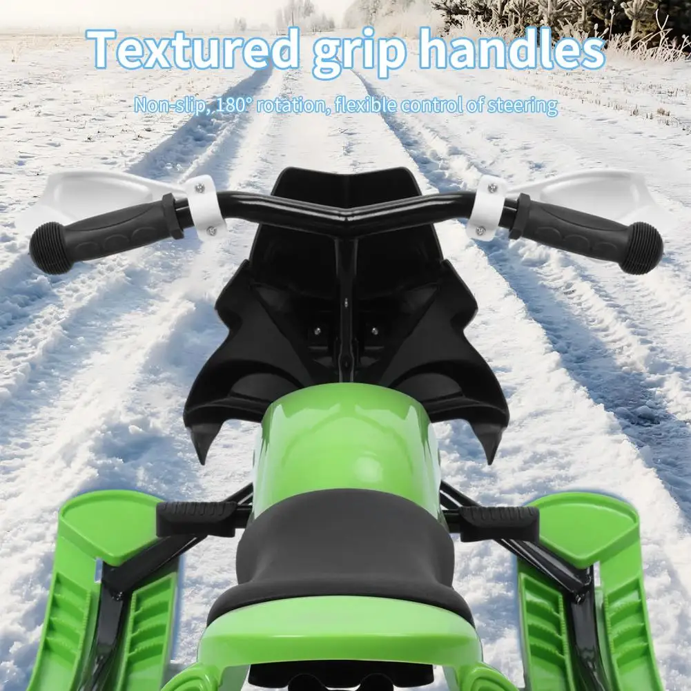Snow Racer Sled with Sensitive Brake And 3 Gear Adjustable Cushion, 198lbs Carbon Steel Frame Skateboard, Winter Outdoor Activit