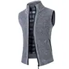 2023 Autumn Winter New Solid Color Fashion Stand Collar Sleeveless Tank Top Man Casual Loose Zipper Pockets Warm Knitting Vest 4