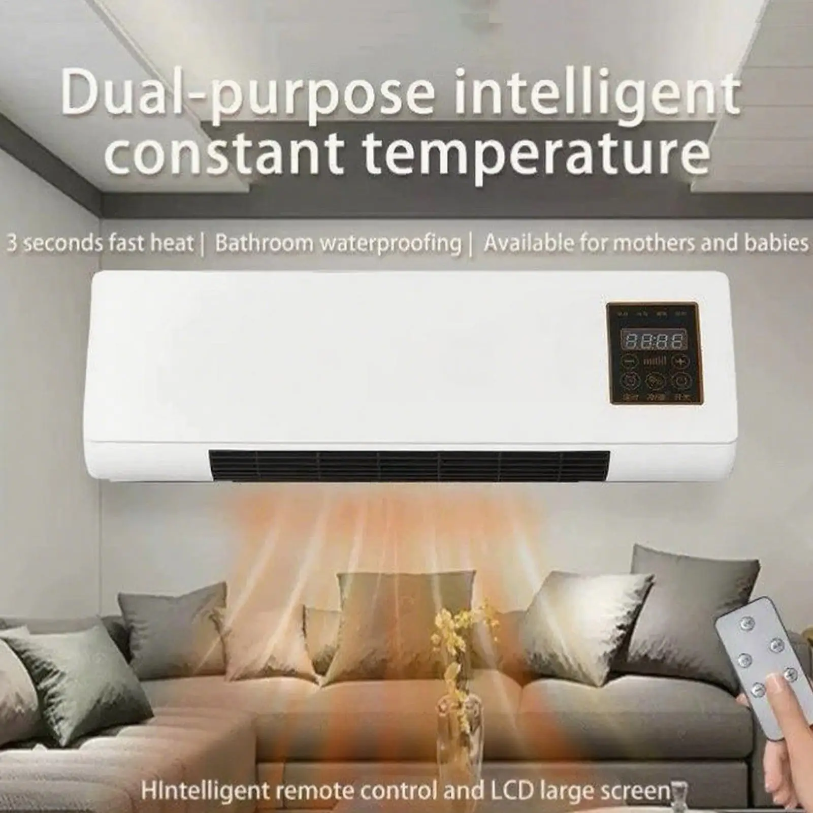 Heating Air Conditioner Quiet Wind Blowing Fan Wall Mounted Air Heater Remote Control Heating & Cooling Household Warm Device