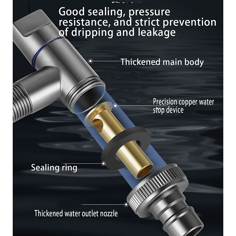 Faucet Valve Multi-function Brass One Into One Out Dual Control Washing Machine Tap Three-way Toilet Triangle