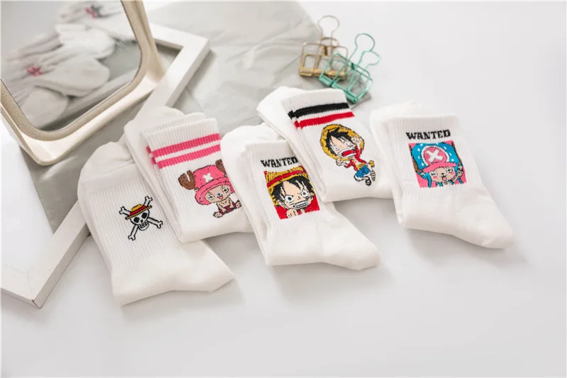 Anime Socks Anime Cartoon Tony Tony Chopper Cosplay Casual Outdoor Socks Funny Luffy Design Unisex Harajuku Cotton Skarpetki Gift