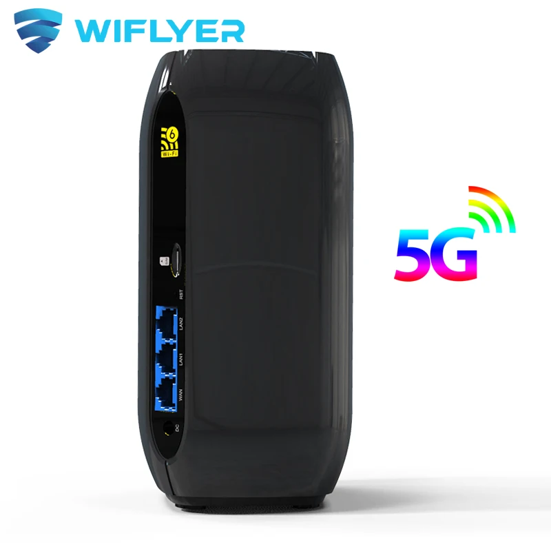 

Wiflyer WIFI6 5G SIM Router 3600Mbps Wireless 802.11ax DDR4 1GB 256MB Full Gigabit RM500Q Global M.2 Modem 2*LAN